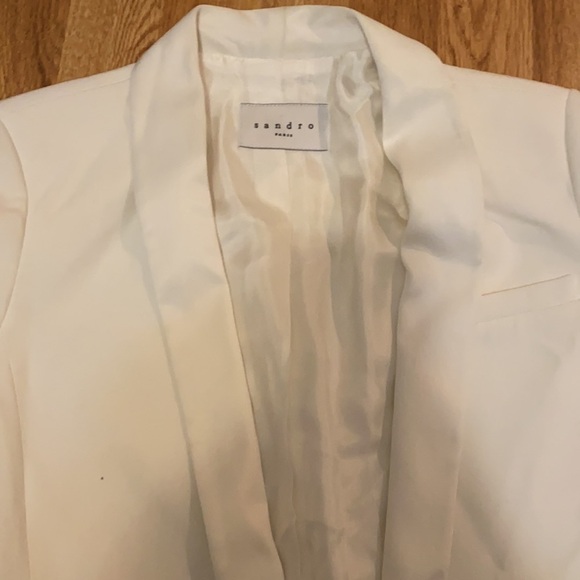 Sandro / vanille open tuxedo lapel white blazer jacket 38 M - Picture 2 of 6